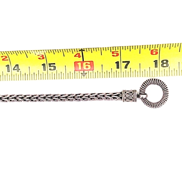 SUBSTANTIAL Sterling Silver Wheat Chain Toggle Necklace VINTAGE - Picture 5 of 8